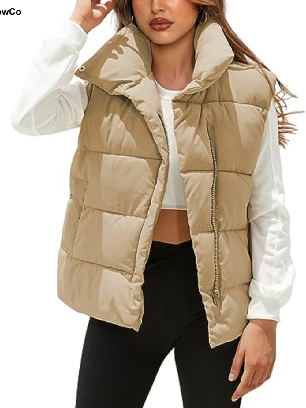 Women's Quilted Puffer Vest Sleeveless Zip Up Loose Fit Winter Outerwear
